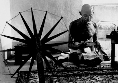Gandhi with Charkha
